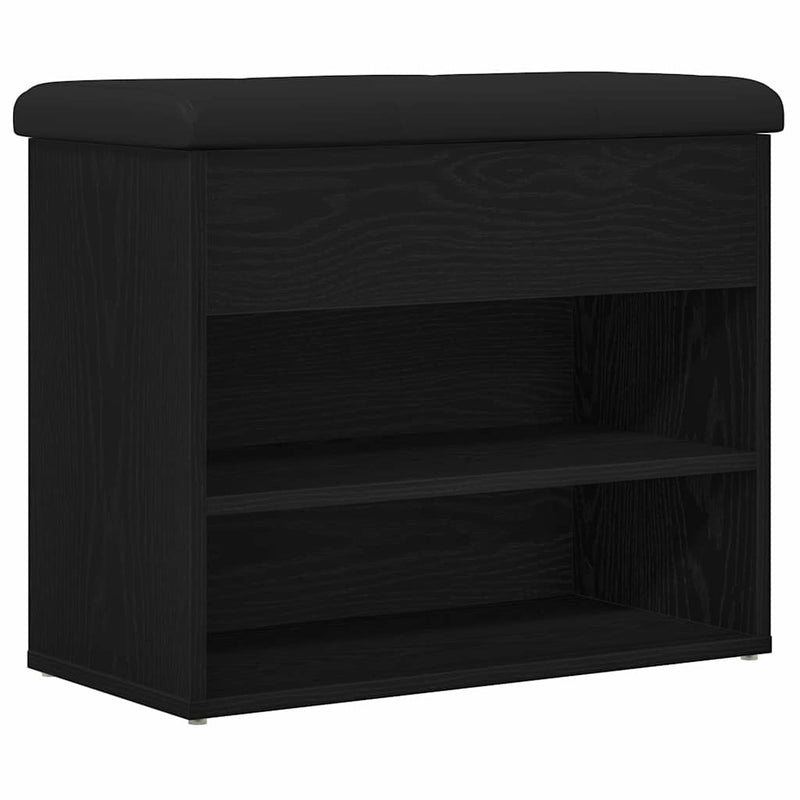 vidaXL Shoe Bench with Storage Black 60 x 30 x 48 cm Engineered wood