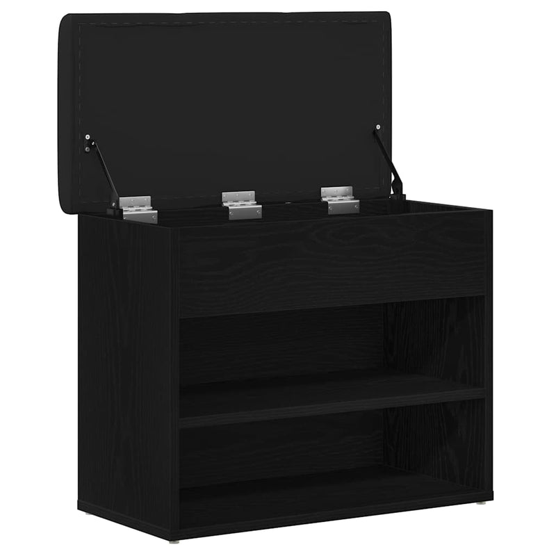 vidaXL Shoe Bench with Storage Black 60 x 30 x 48 cm Engineered wood