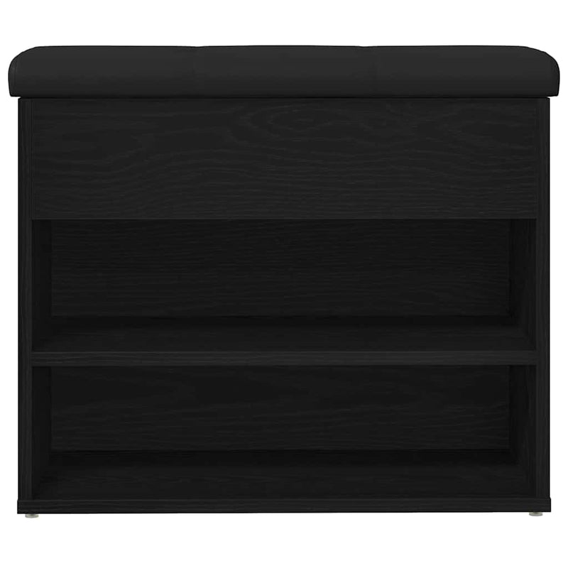vidaXL Shoe Bench with Storage Black 60 x 30 x 48 cm Engineered wood