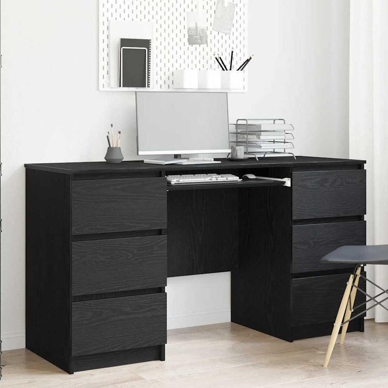 vidaXL Desk Black oak 140 x 50 x 76 cm Engineered wood