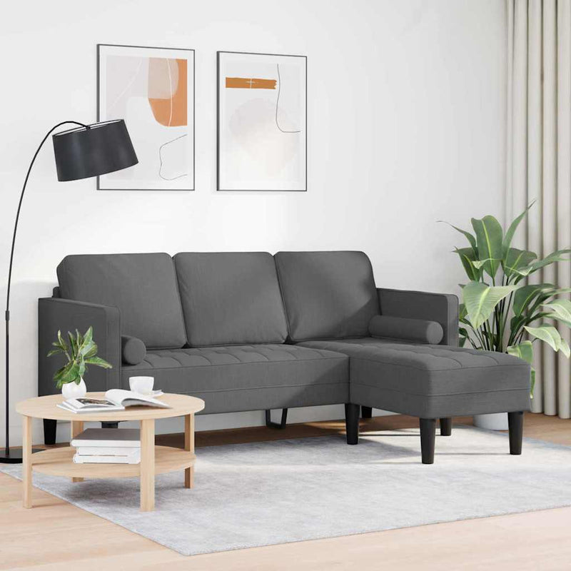 vidaXL Sofa Set with Cushion Dark Grey 173 x 131 x 67 cm Polyester