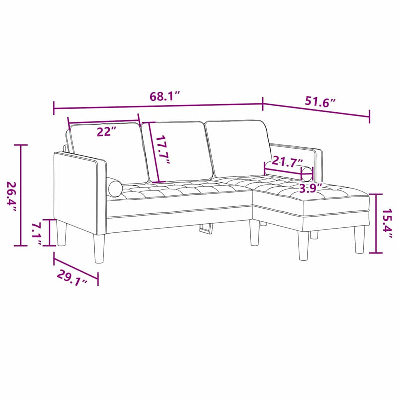 vidaXL Sofa Set with Cushion Dark Grey 173 x 131 x 67 cm Polyester