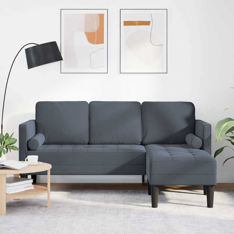 vidaXL Sofa Set with Cushion Dark Grey 173 x 131 x 67 cm Polyester