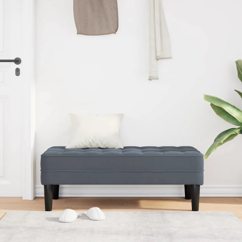 Bench with Cushion Dark Grey 113 x 57 x 39 cm Velvet
