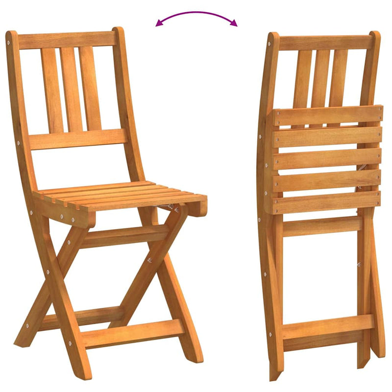 vidaXL Bistro Set Folding 3 pcs Oil Natural Solid Acacia Wood