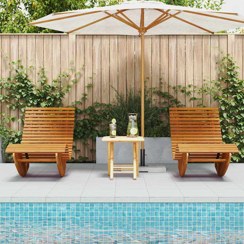 vidaXL Rocking Sun Loungers 2 pcs Brown 154 x 60 x 74 cm