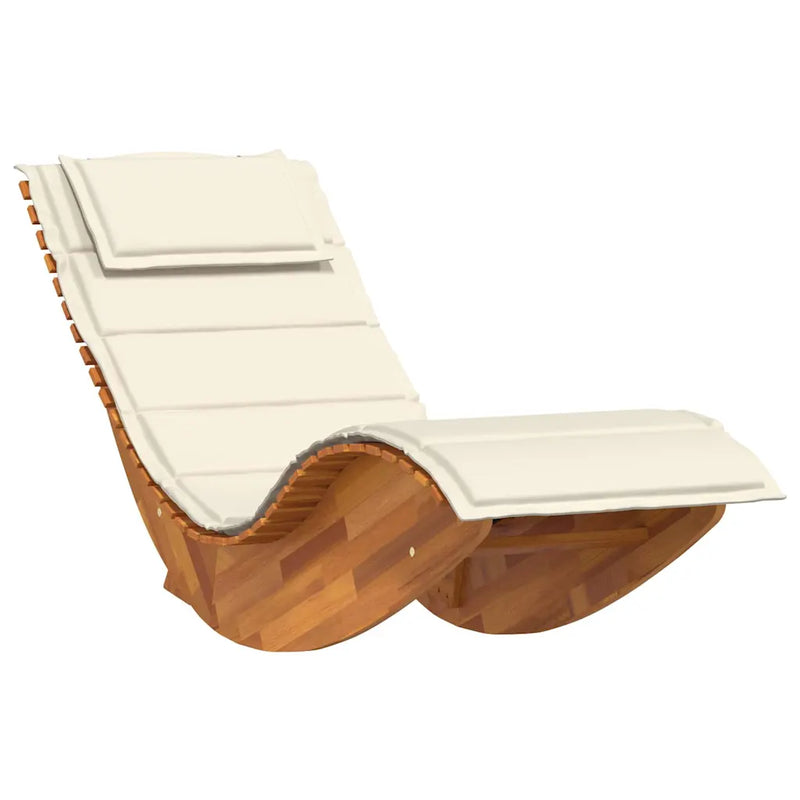 Rocking Sun Lounger with Cushion Solid Wood Acacia