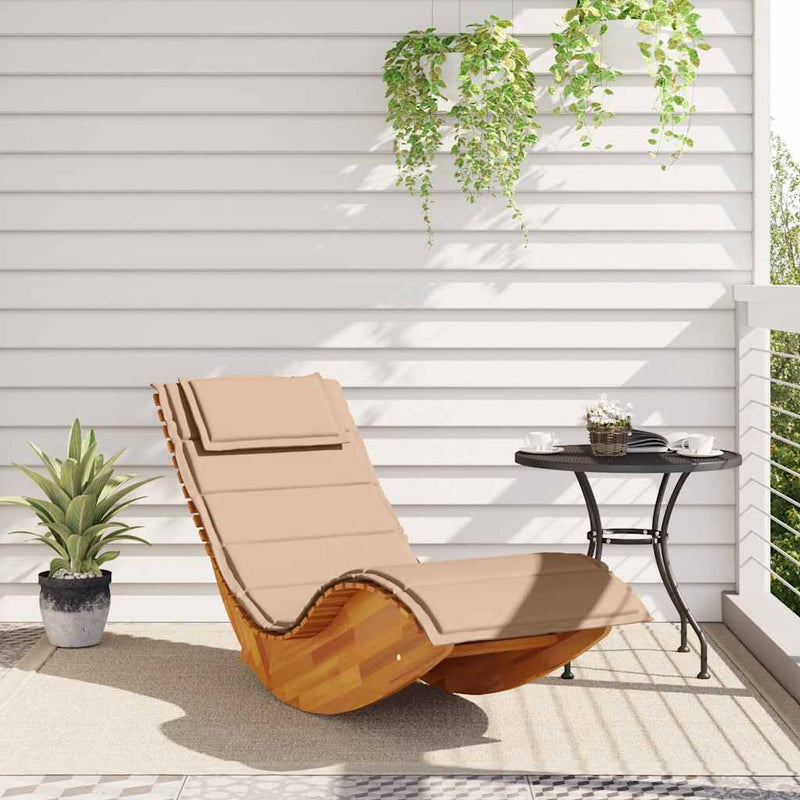 vidaXL Rocking Sun Lounger with Cushion Solid Wood Acacia