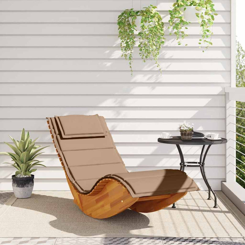 vidaXL Rocking Sun Lounger with Cushion Solid Wood Acacia