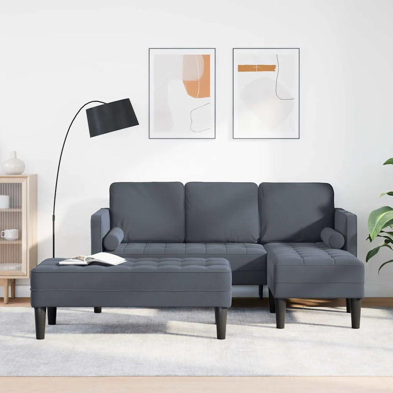 Sofa Set 2 pcs Dark Grey Polyester