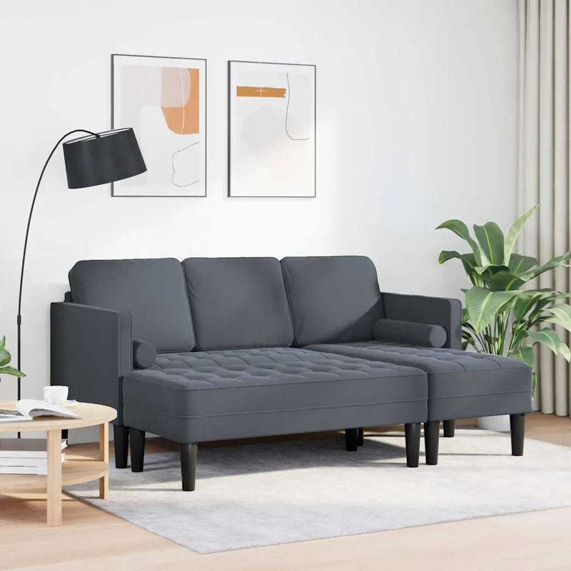 Sofa Set 2 pcs Dark Grey Polyester