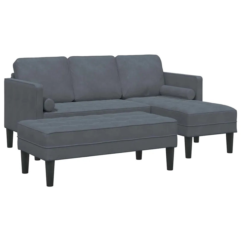 Sofa Set 2 pcs Dark Grey Polyester