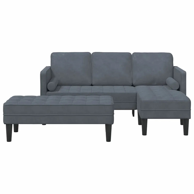 Sofa Set 2 pcs Dark Grey Polyester