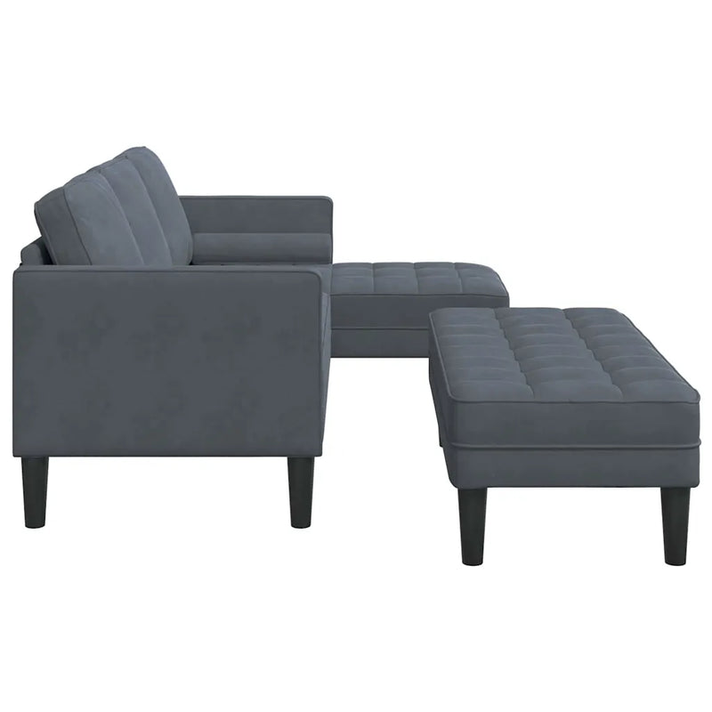 Sofa Set 2 pcs Dark Grey Polyester