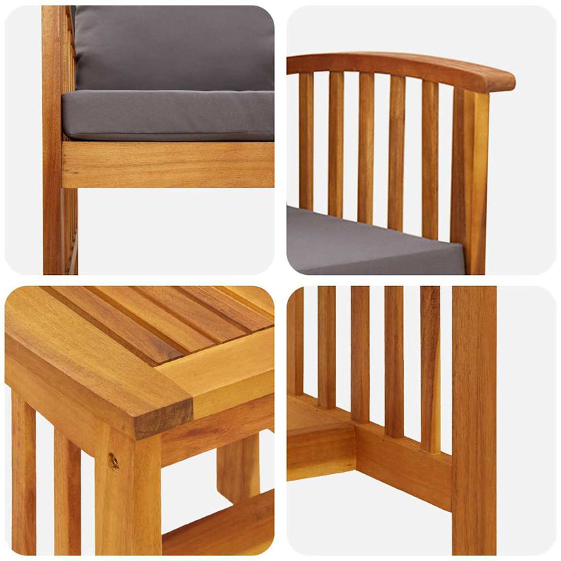 vidaXL Garden Sofa Set with Cushion 3 pcs Brown Solid acacia wood