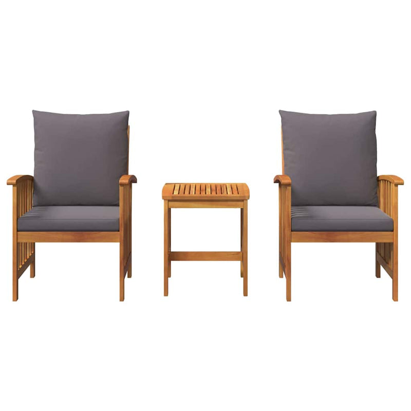 vidaXL Garden Sofa Set with Cushion 3 pcs Brown Solid acacia wood