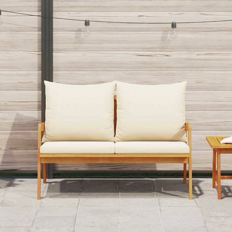 Garden Bench with Cushion Oil Natural Solid Acacia Wood