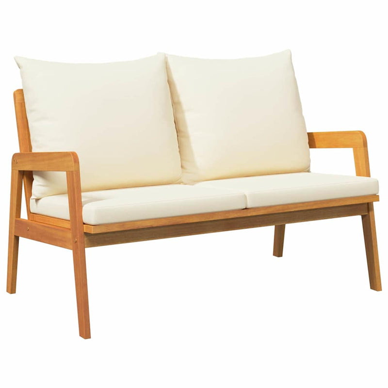 Garden Bench with Cushion Oil Natural Solid Acacia Wood