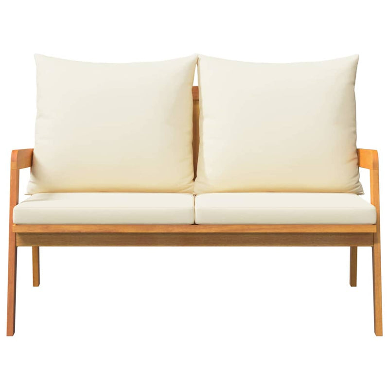 Garden Bench with Cushion Oil Natural Solid Acacia Wood