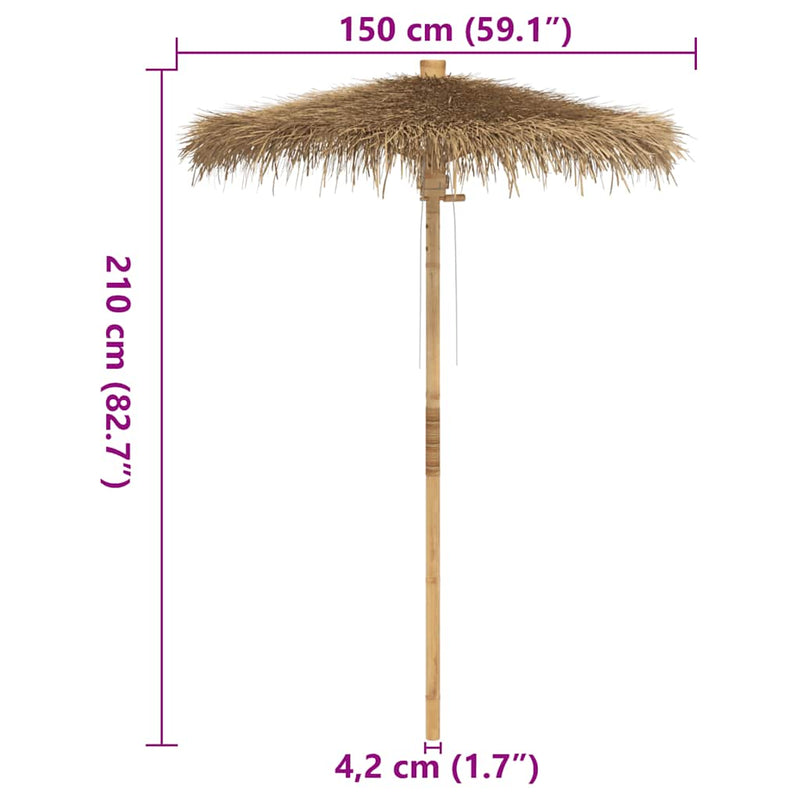 vidaXL Tiki Umbrella with Banana Leaf Canopy 150 cm Bamboo