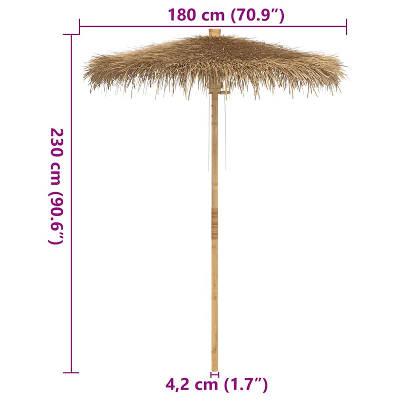 vidaXL Tiki Umbrella with Banana Leaf Canopy 180 cm Bamboo