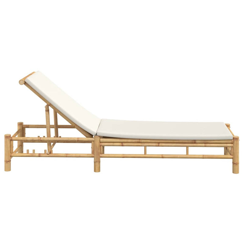 vidaXL Sun Lounger with Cushions 55x199x30 cm Bamboo