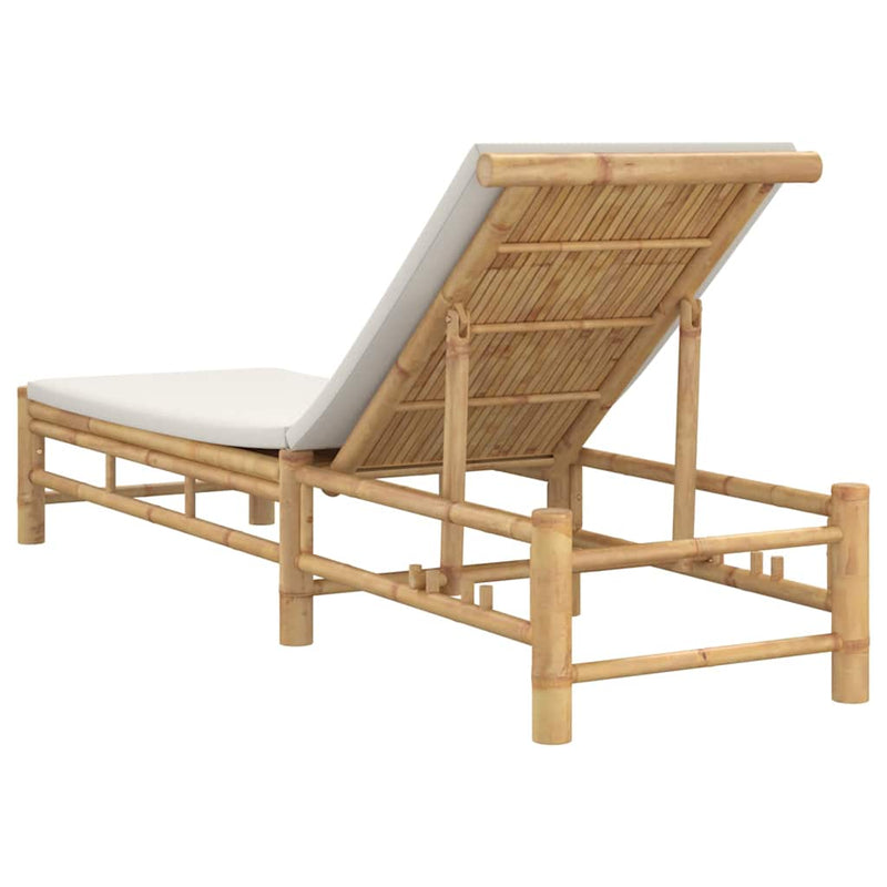 vidaXL Sun Lounger with Cushions 55x199x30 cm Bamboo