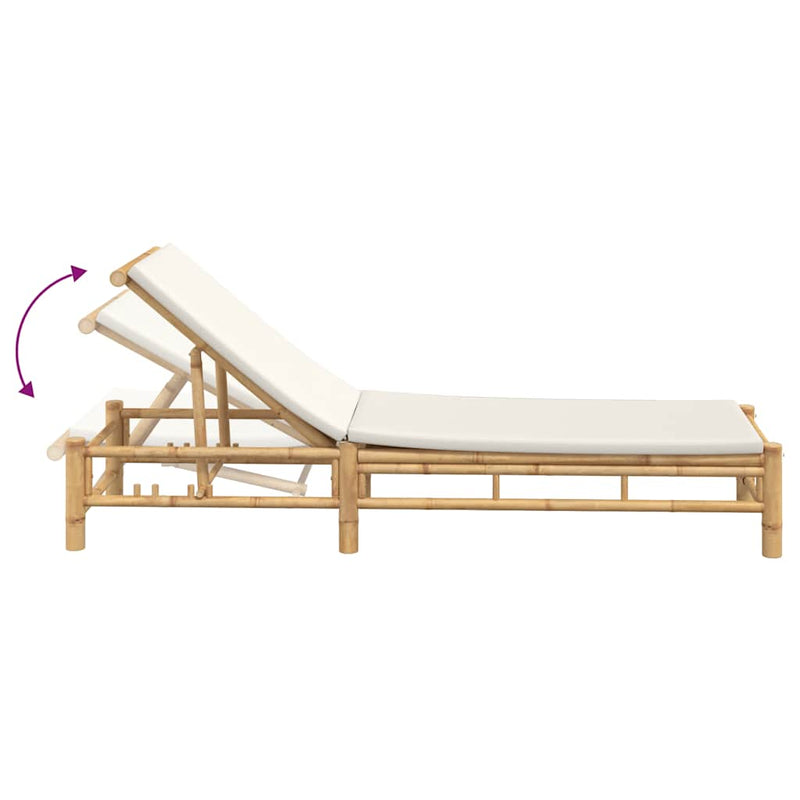vidaXL Sun Lounger with Cushions 55x199x30 cm Bamboo