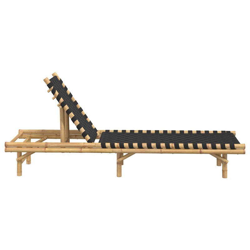 vidaXL Sun Lounger with Black Woven Webbing 55x200x30 cm Bamboo