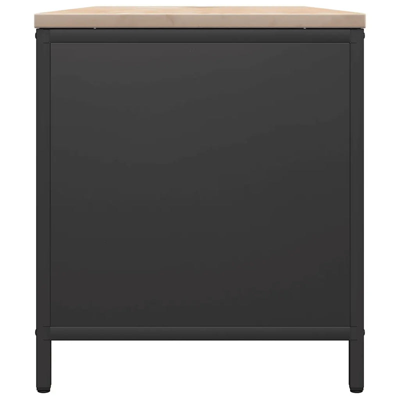 Firewood Rack with Wooden Top Black 100.5x35.5x40 cm