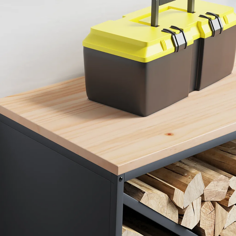 Firewood Rack with Wooden Top Anthracite 100.5x35.5x40 cm