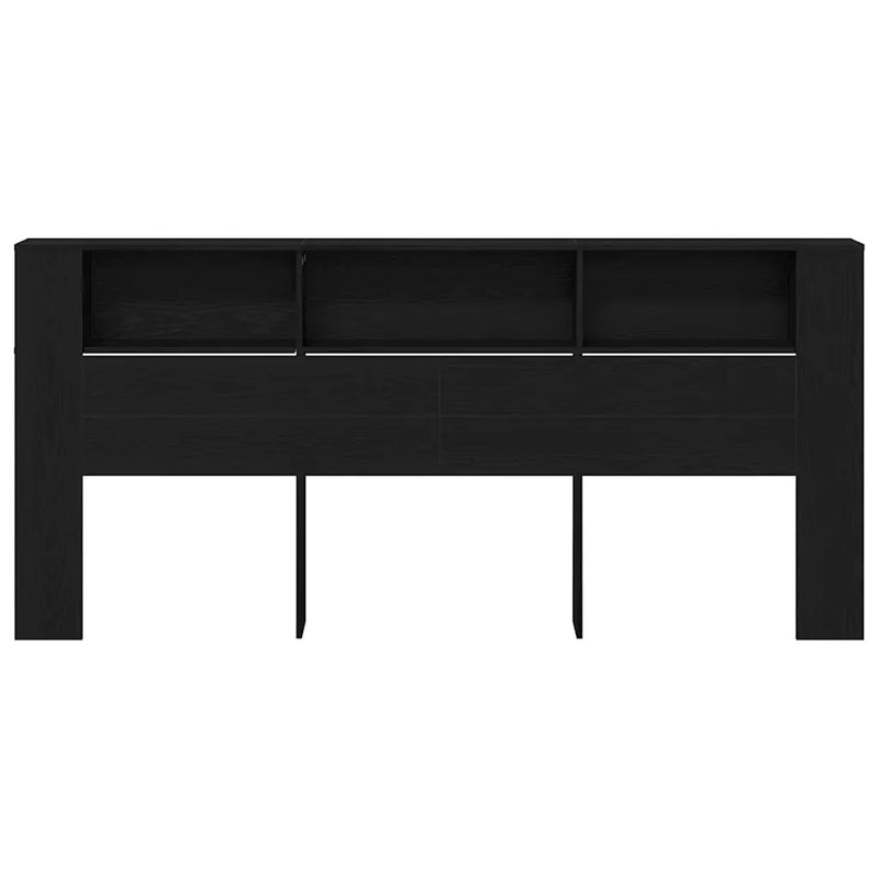 Headboard Cabinet with Shelf Black Oak 220 x 18.5 x 102.5 cm