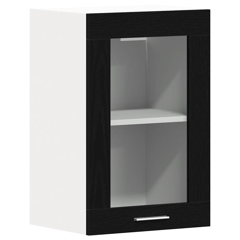 vidaXL Hanging Glass Cabinet Black Oak 40x31x60 cm Engineered Wood