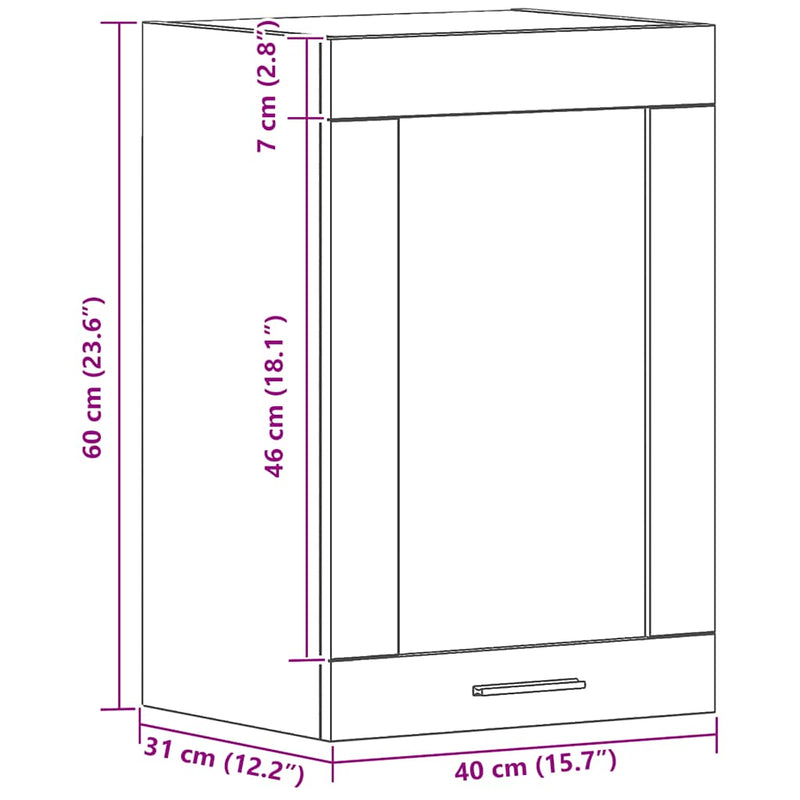 vidaXL Hanging Glass Cabinet Black Oak 40x31x60 cm Engineered Wood
