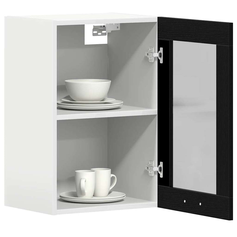 vidaXL Hanging Glass Cabinet Black Oak 40x31x60 cm Engineered Wood