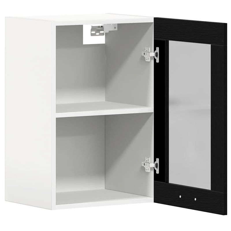 vidaXL Hanging Glass Cabinet Black Oak 40x31x60 cm Engineered Wood