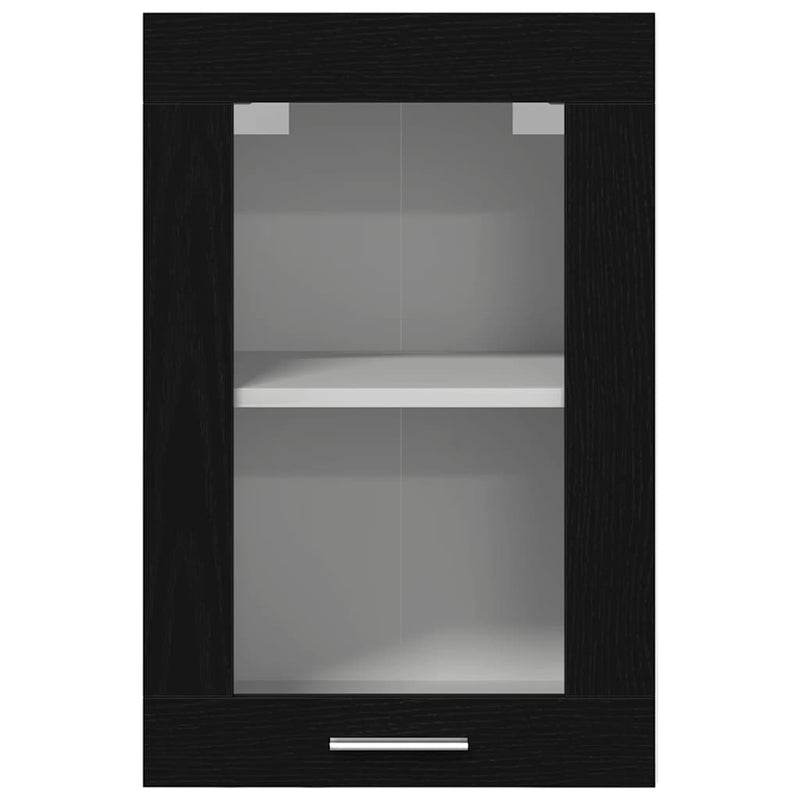 vidaXL Hanging Glass Cabinet Black Oak 40x31x60 cm Engineered Wood