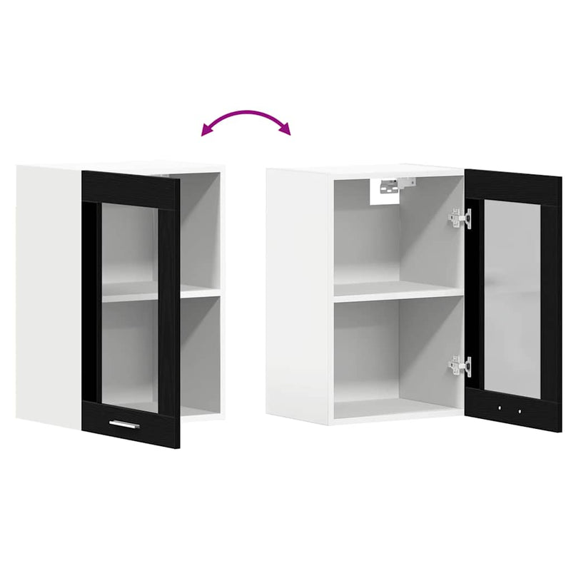 vidaXL Hanging Glass Cabinet Black Oak 40x31x60 cm Engineered Wood