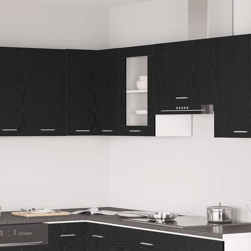 vidaXL Hanging Glass Cabinet Black Oak 40x31x60 cm Engineered Wood