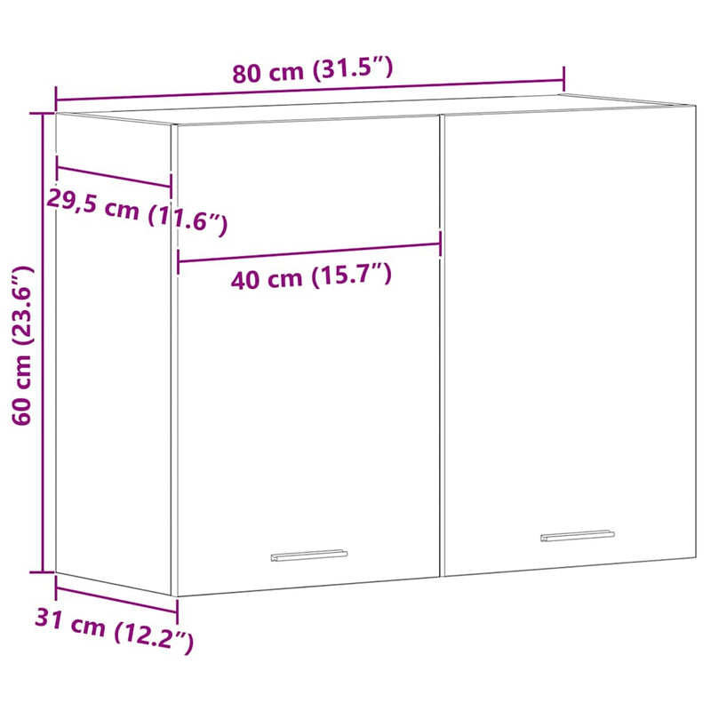 vidaXL Hanging Cabinet Lyon Black Oak 80 x 31 x 60 cm Engineered Wood