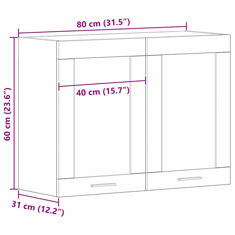 vidaXL Hanging Cabinet Lyon Black Oak 80 x 31 x 60 cm Engineered Wood