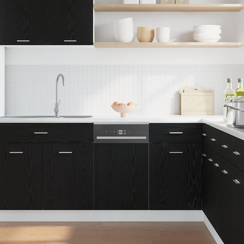 vidaXL Dishwasher Panel "Lyon" Black Oak 45x1,5x67 cm Engineered Wood