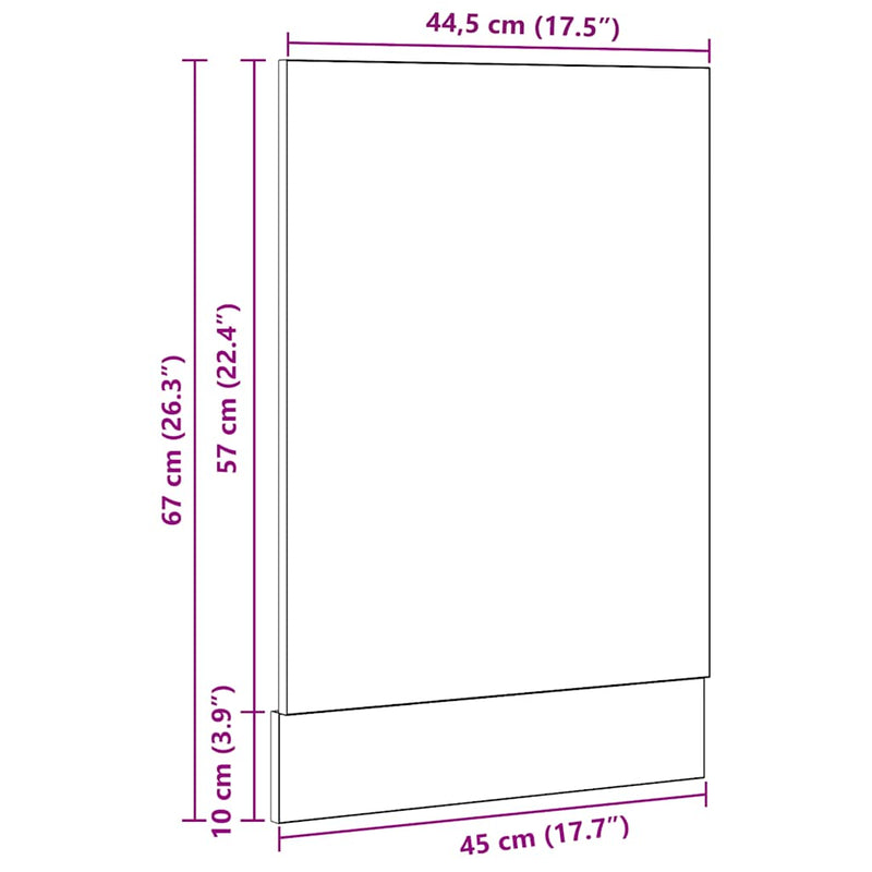 vidaXL Dishwasher Panel "Lyon" Black Oak 45x1,5x67 cm Engineered Wood