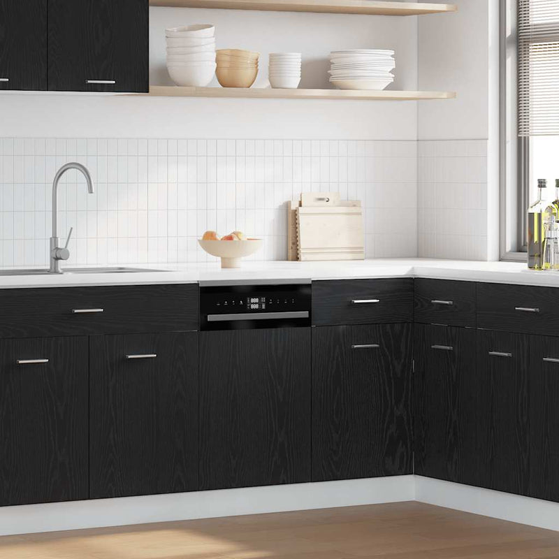 vidaXL Dishwasher Panel "Lyon" Black Oak 45x1,5x67 cm Engineered Wood