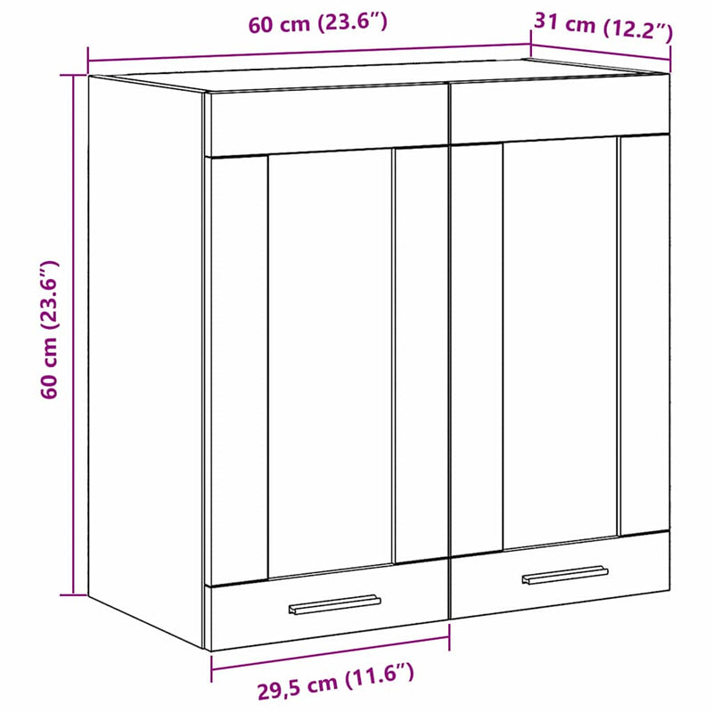 vidaXL Hanging Cabinet Black Oak 60 x 31 x 60 cm Engineered Wood