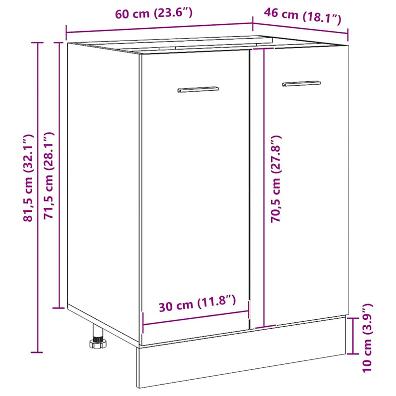 vidaXL Bottom Cabinet Black Oak 60x46x81,5 cm Engineered Wood