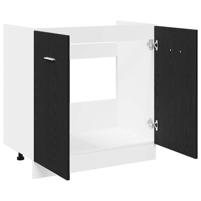 vidaXL Sink Bottom Cabinet Black Oak 80x46x81.5 cm Engineered Wood