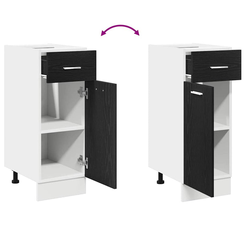 vidaXL Drawer Bottom Cabinet Riga Black oak 30 x 46 x 81,5 cm