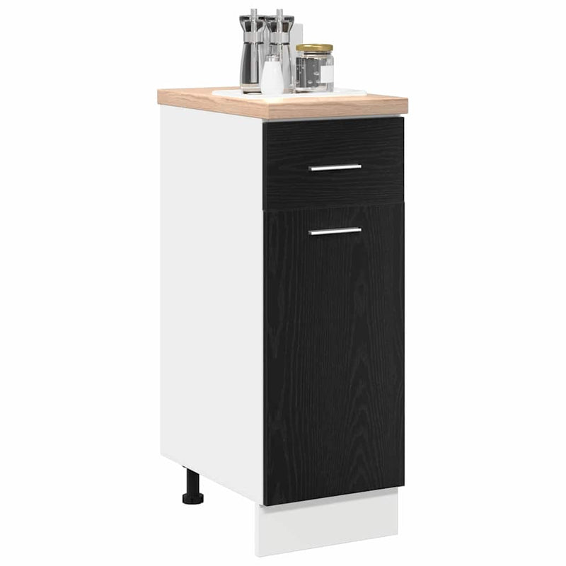 vidaXL Drawer Bottom Cabinet Riga Black oak 30 x 46 x 81,5 cm