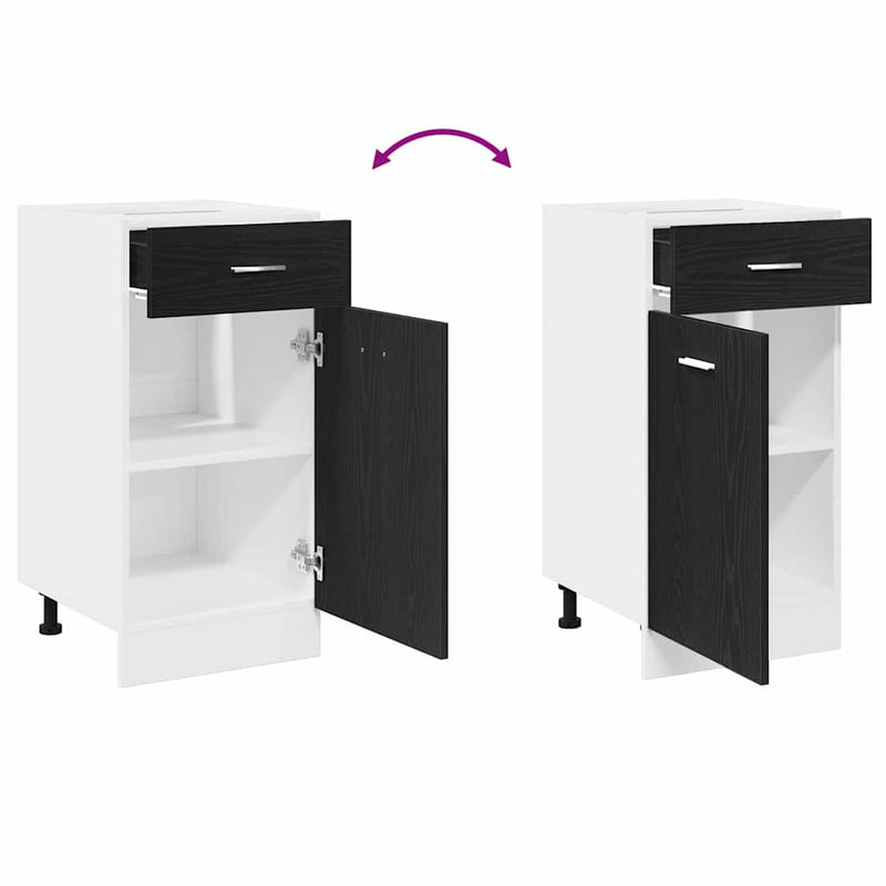 vidaXL Drawer Bottom Cabinet Riga Black oak 40 x 46 x 81,5 cm